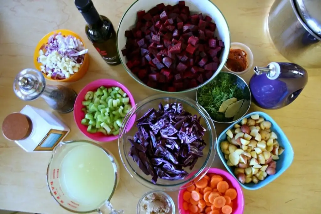 Ingredientes necesarios para el borscht