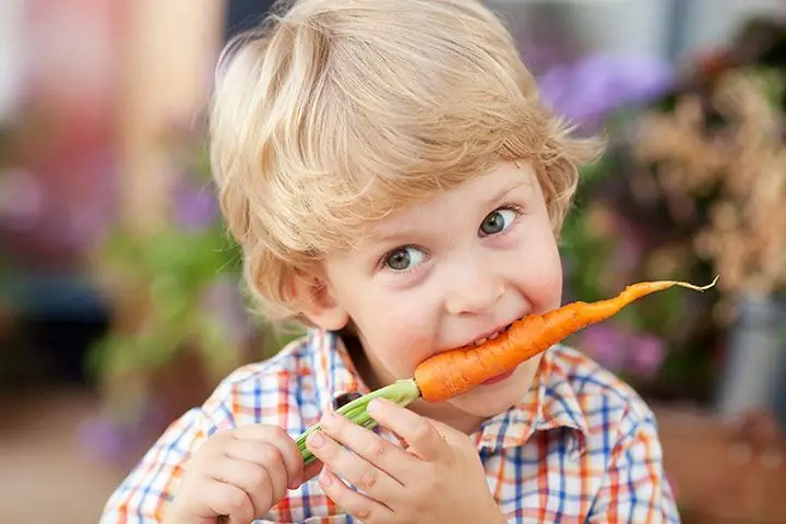 Child eats carrots