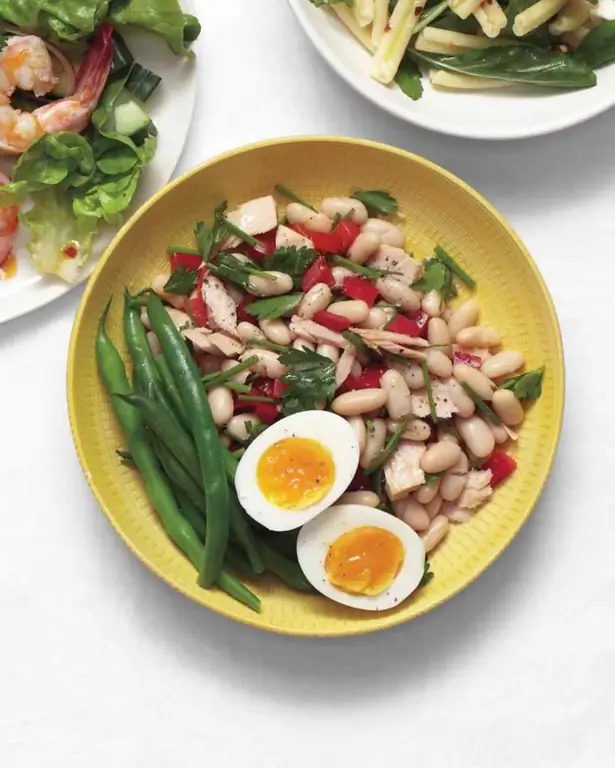 Insalata di fagioli e uova: opzioni di insalata, ingredienti, ricetta passo passo con foto, sfumature e segreti di cucina