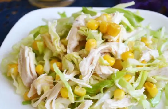 Beijing cabbage salad, smoked breast, corn