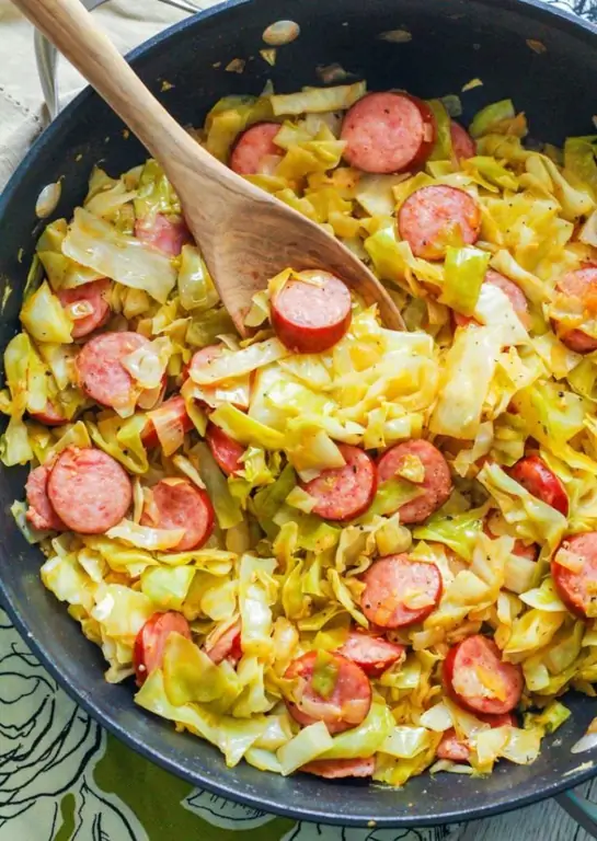 Cabbage stew with smoked sausage: step by step recipe with photo