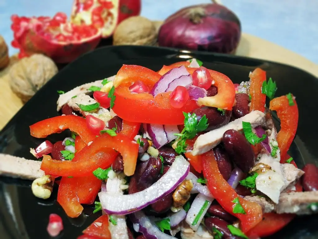 salad with cucumbers and beef meat