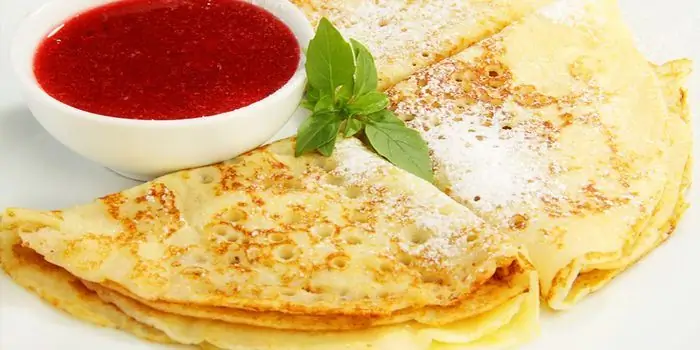 pancake manis dengan susu, resipi dengan foto