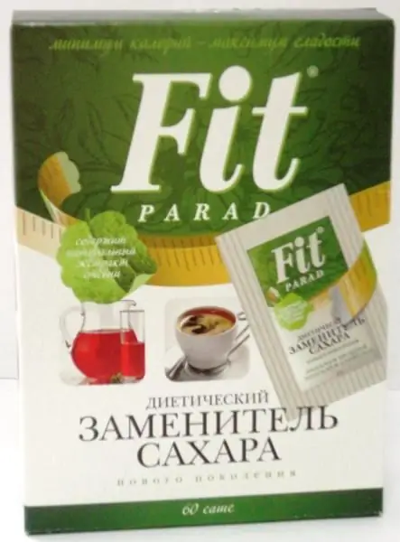 Cukura aizstājējs "Fit Parade": sastāvs, derīgās īpašības. Saldinātāju atsauksmes