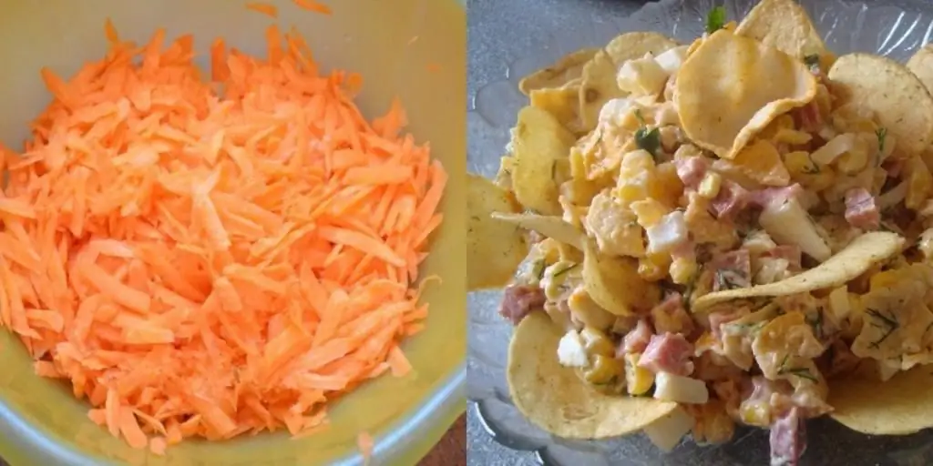 salad with carrots and chips