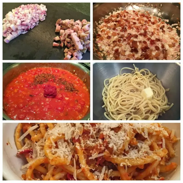 Spaghetti na may Amatriciane sauce