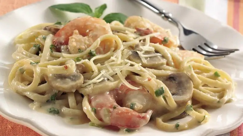 Spaghetti met seekos in romerige sous: resepte met foto's