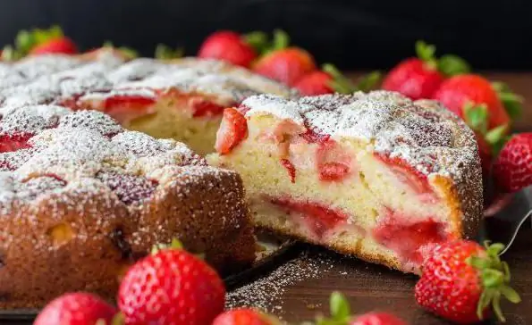 strawberry sponge ncuav mog qab zib daim ntawv qhia