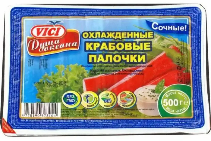 Ракови пръчици Vici: състав, калории, производител