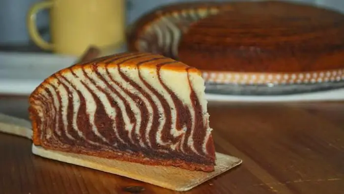 puffy zebra cake with sour cream