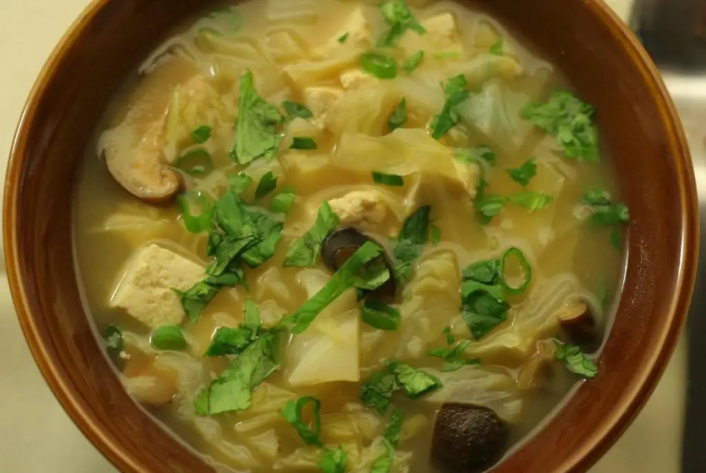 Sopa de chucrut con champiñones